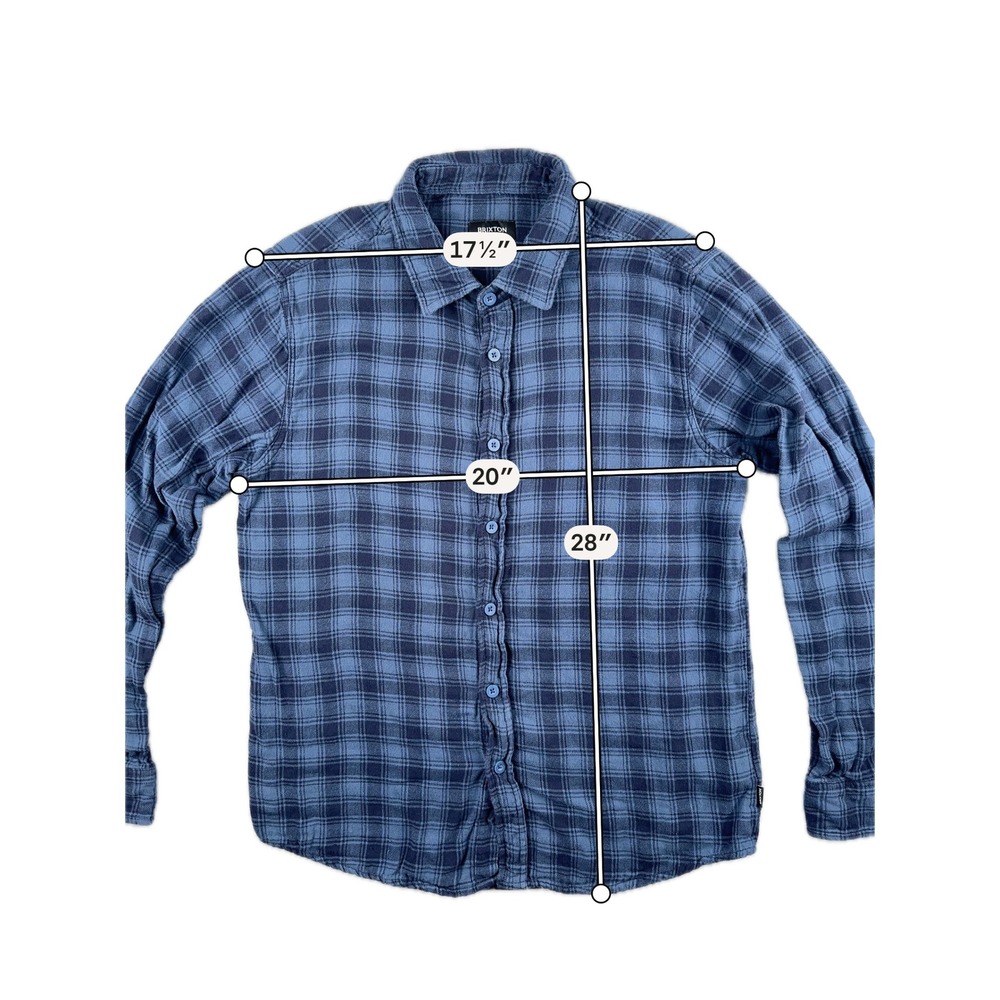 Brixton Flannel Shirt Mens Medium Blue Plaid Long Sleeve Button Down Cotton - Picture 5 of 8